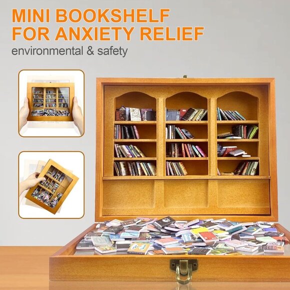 Anxiety Bookshelf 300pcs Mini Books Mini Bookshelf Ornament Miniature Decor Shak - Picture 3 of 7